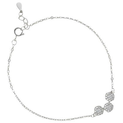 Pulsera Flor Triple Micro circón 17cm