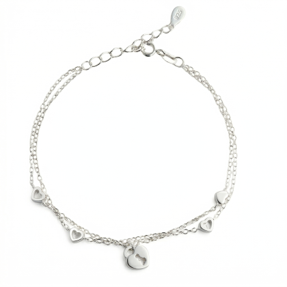 Pulsera Corazón Llave Micro Circón  17cm