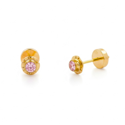 Aros Abridores Enchapados en Oro 14k- Circón Rosado 2.5mm