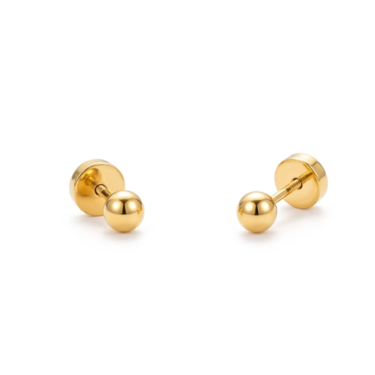 Aros Abridores Enchapados en Oro 14k- Pelota 3.5 mm
