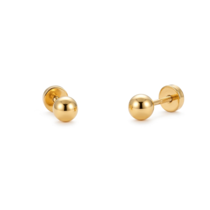 Aros Abridores Enchapados en Oro 14k- Pelota 4.5mm