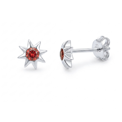 Aro apegado Estrella Circón Rojo 6mm
