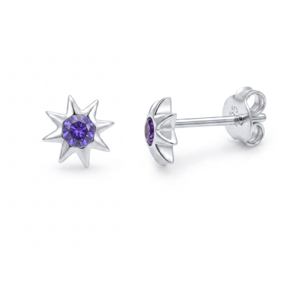 Aro apegado Estrella Circón Morado 6mm