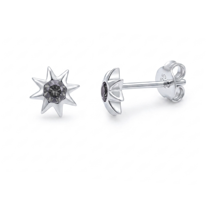 Aro apegado Estrella Circón Negro 6mm