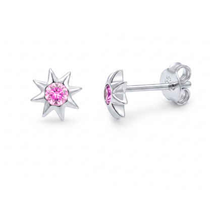 Aro apegado Estrella Circón Rosado 6mm