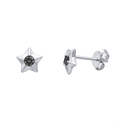 Aro apegado Estrella Circón Negro 6mm