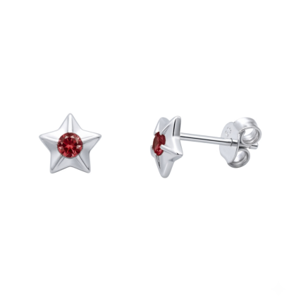 Aro apegado Estrella Circón Rojo 6mm