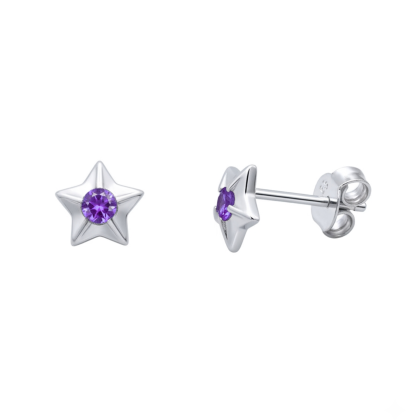 Aro apegado Estrella Circón Morado 6mm