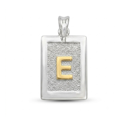 Letra Rectangular con Oro 925 - E
