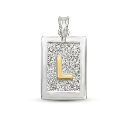 Letra Rectangular con Oro 925 - L