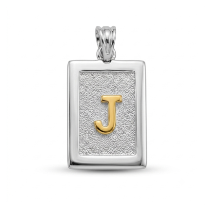 Letra Rectangular con Oro 925 - J