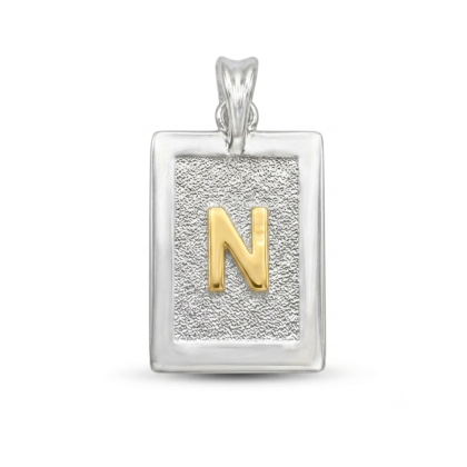 Letra Rectangular con Oro 925 - N