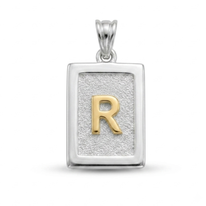 Letra Rectangular con Oro 925 - R