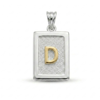 Letra Rectangular con Oro 925 - D