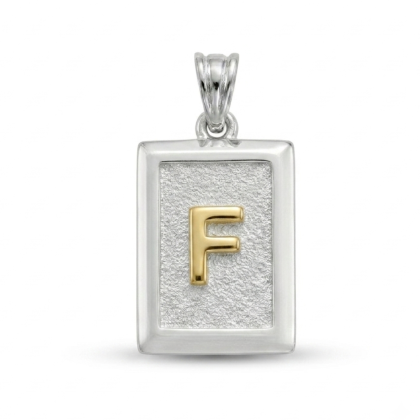 Letra Rectangular con Oro 925 - F