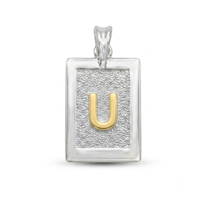 Letra Rectangular con Oro 925 - U