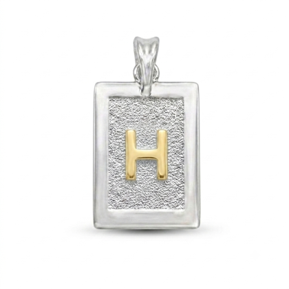 Letra Rectangular con Oro 925 - H