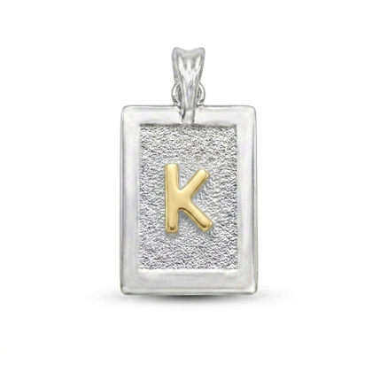 Letra Rectangular con Oro 925 - K