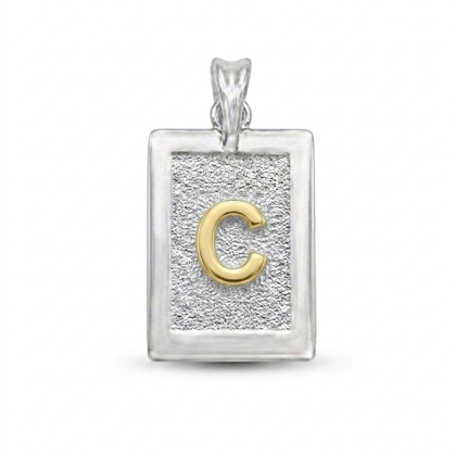 Letra Rectangular con Oro 925 - C