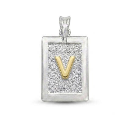 Letra Rectangular con Oro 925 - V