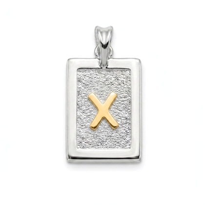 Letra Rectangular con Oro 925 - X