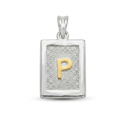 Letra Rectangular con Oro 925 - P