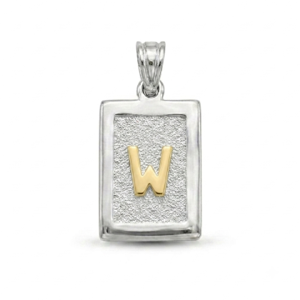 Letra Rectangular con Oro 925 - W