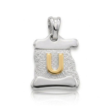 Letra Pergamino Plata con Oro - U