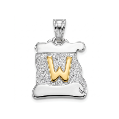 Letra Pergamino Plata con Oro - W