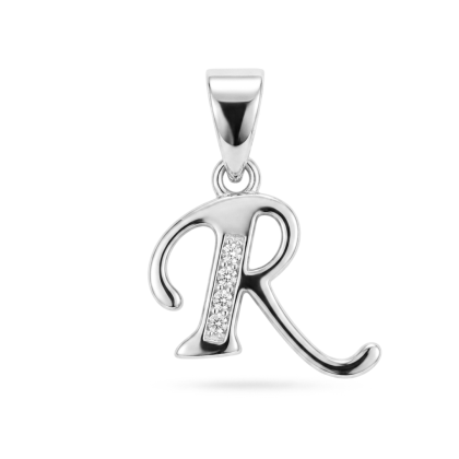 Letra de Plata con Circón - R