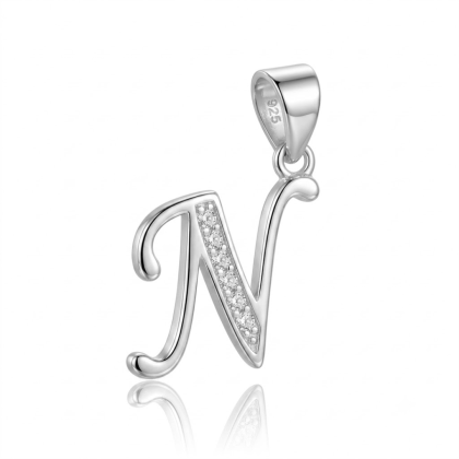 Letra de Plata con Circón - N