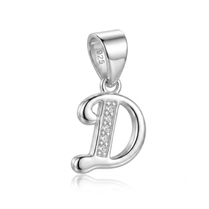 Letra de Plata con Circón - D
