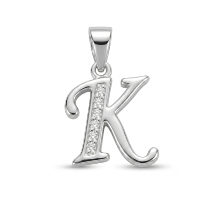 Letra de Plata con Circón - K